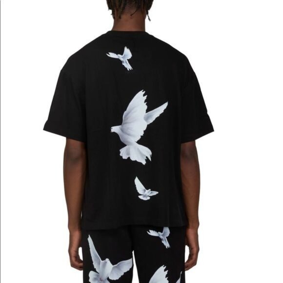 3.Paradis Freedom Doves Cotton Tee in Black - Picture 3 of 6